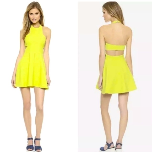 Elizabeth and James Green and Yellow Halter Mini Dress - Picture 4 of 7